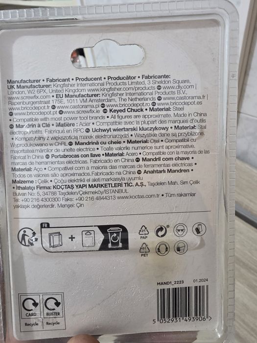 Mandril para berbequins