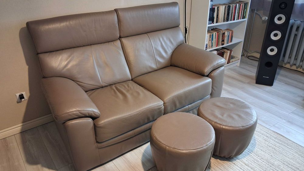 sofa dwuosobowa,skóra naturalna