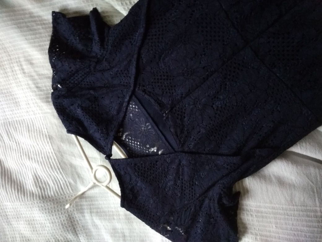 Granatowa ołowkowa koronkowa sukienka Dorothy Perkins, rozmiar 34