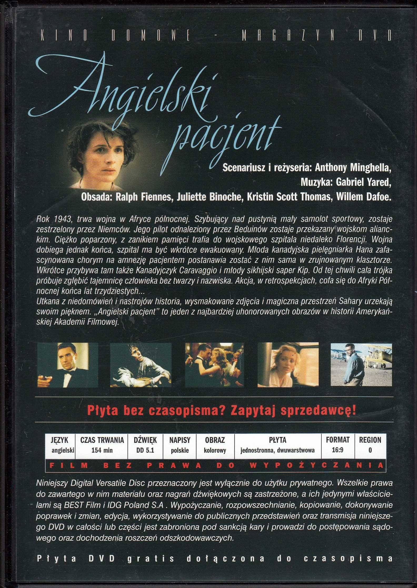 Film Angielski pacjent- płyta DVD