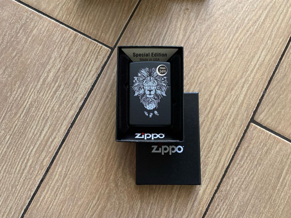 Зажигалка Zippo Lion Aztec Artwork Black Matte.