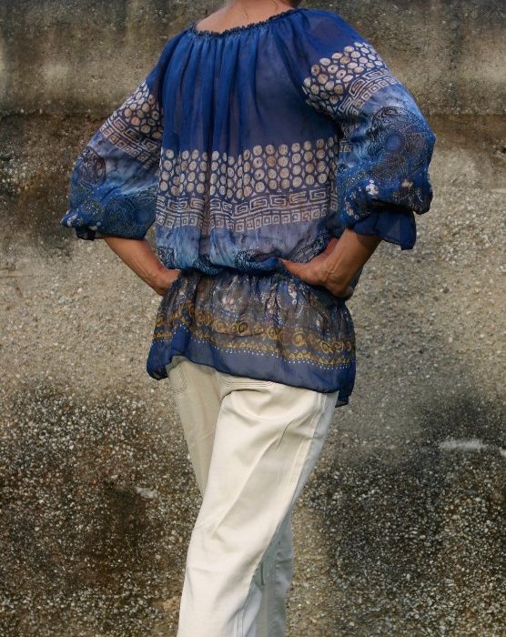 Camisa fluída azul vintage, M