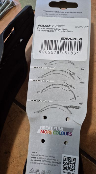 Błotniki Kido Simpla 20" Nowe