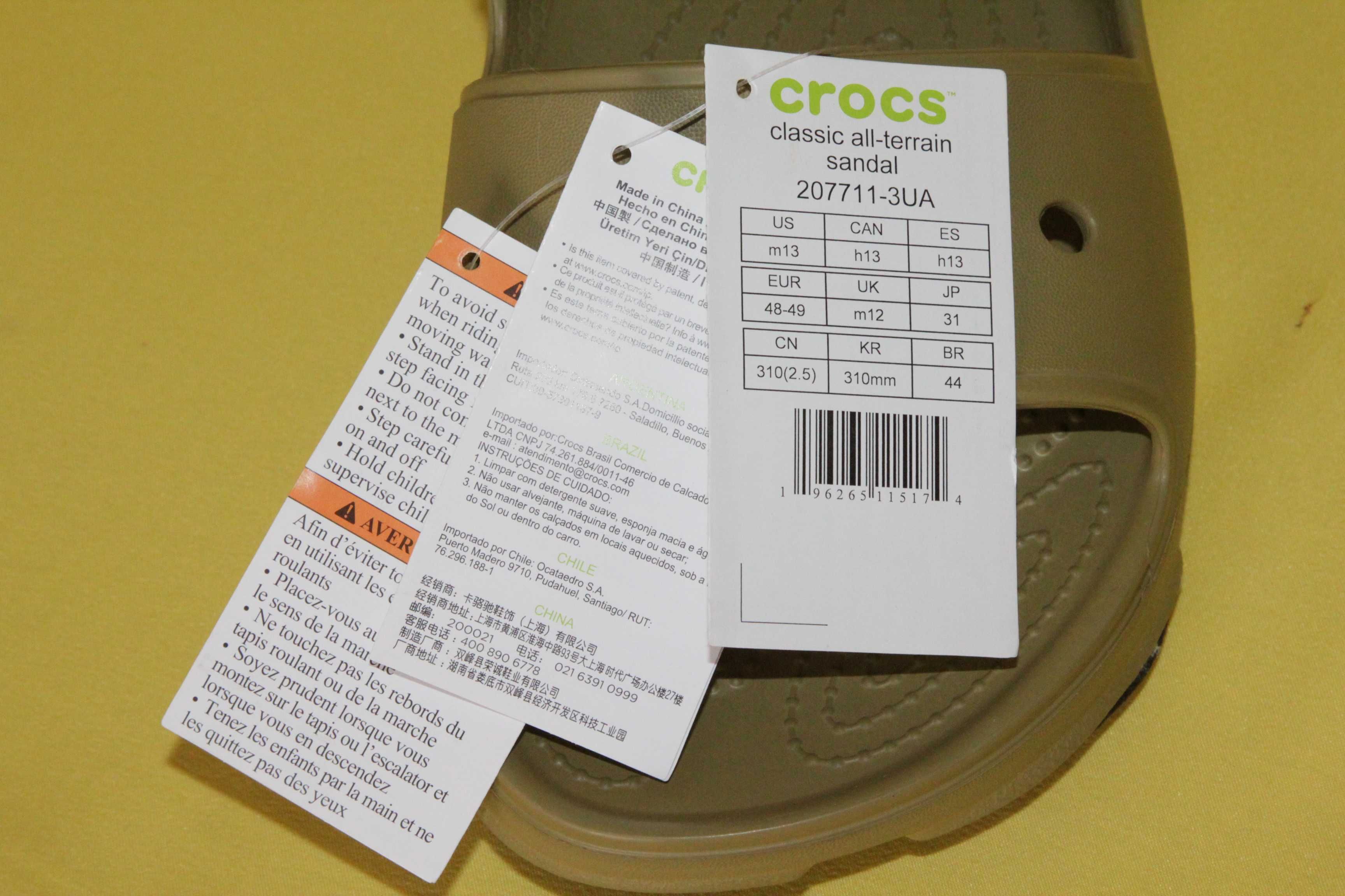 Сандалии мужские Crocs, размер 47