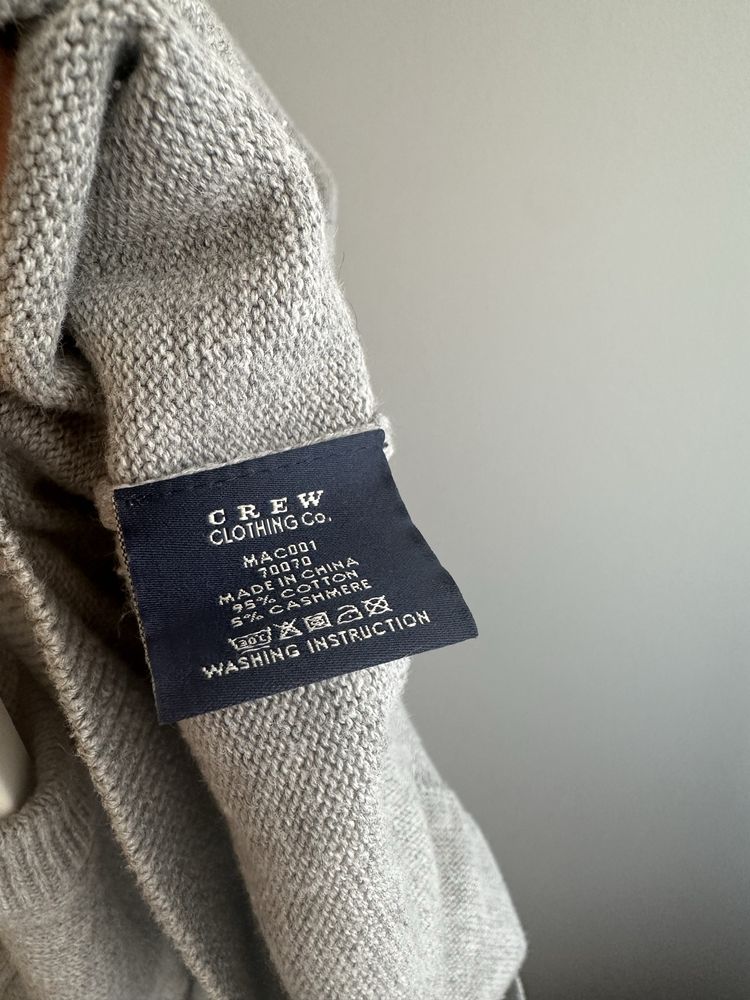 Sweter Crew Clothing Company męski szary kaszmir bawełna L klasyka