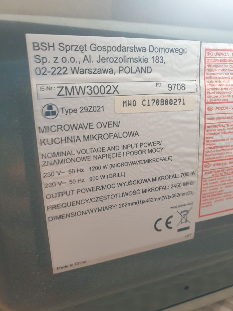 Kuchenka mikrofalowa Zelmer ZMW3002X