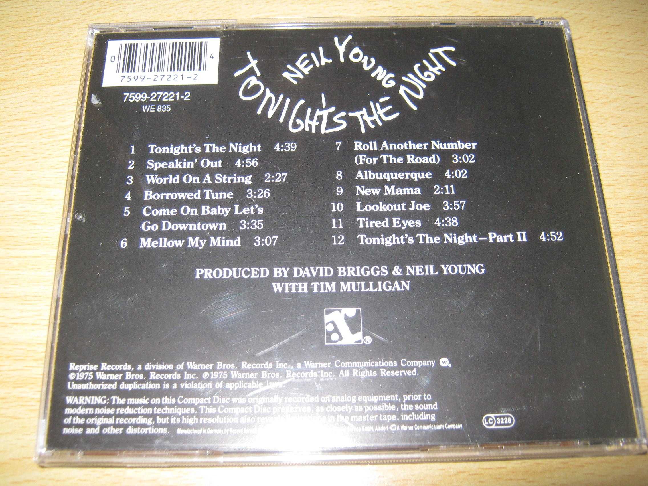 Neil Young Tonight's The Night CD