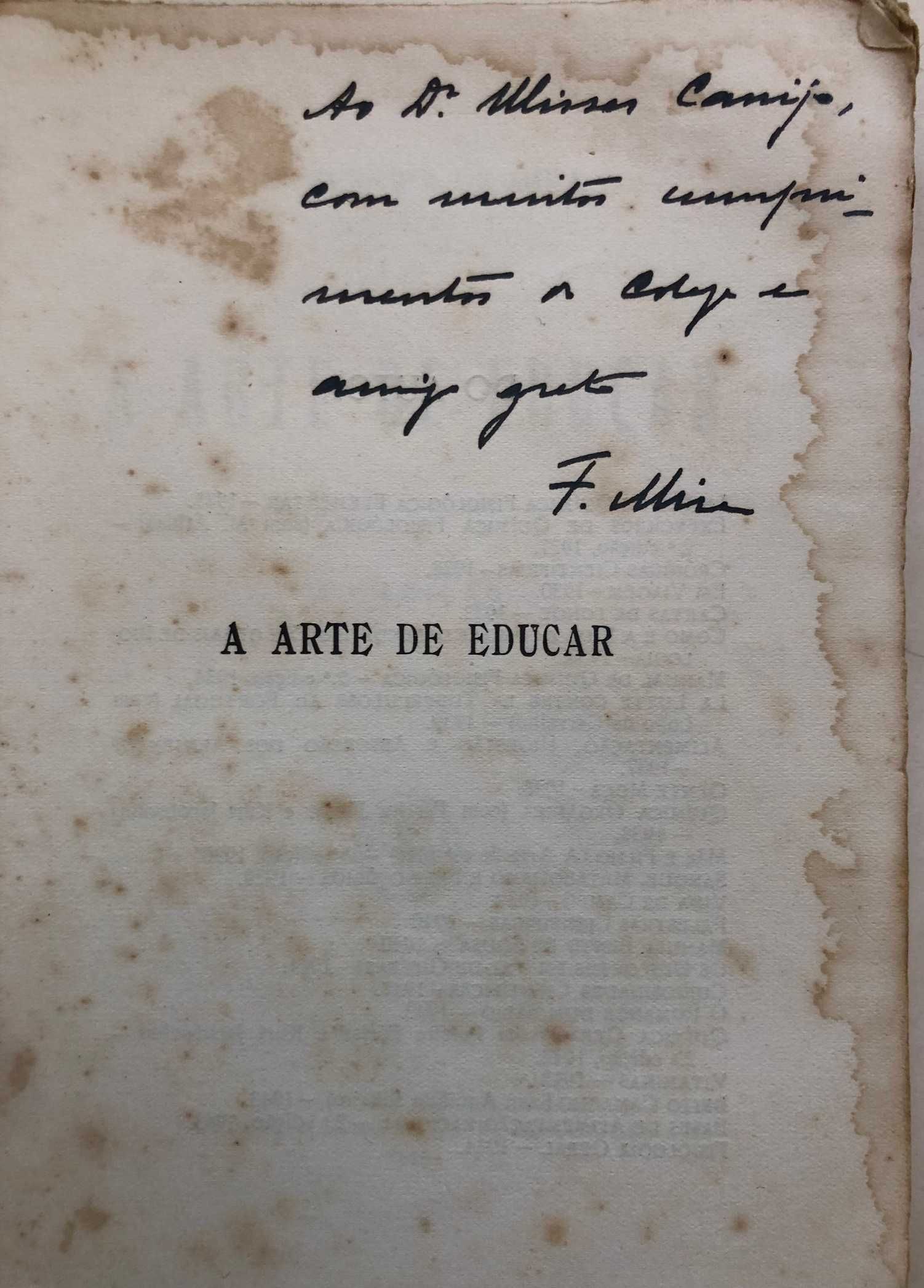 A Arte de Educar - M. Ferreira de Mira - Dedic. Ulisses Canijo