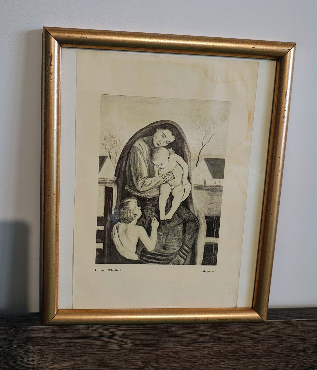 Stary Obraz 1934r Wlastimil Hofman grafika/druk z katalogu sztuki reli