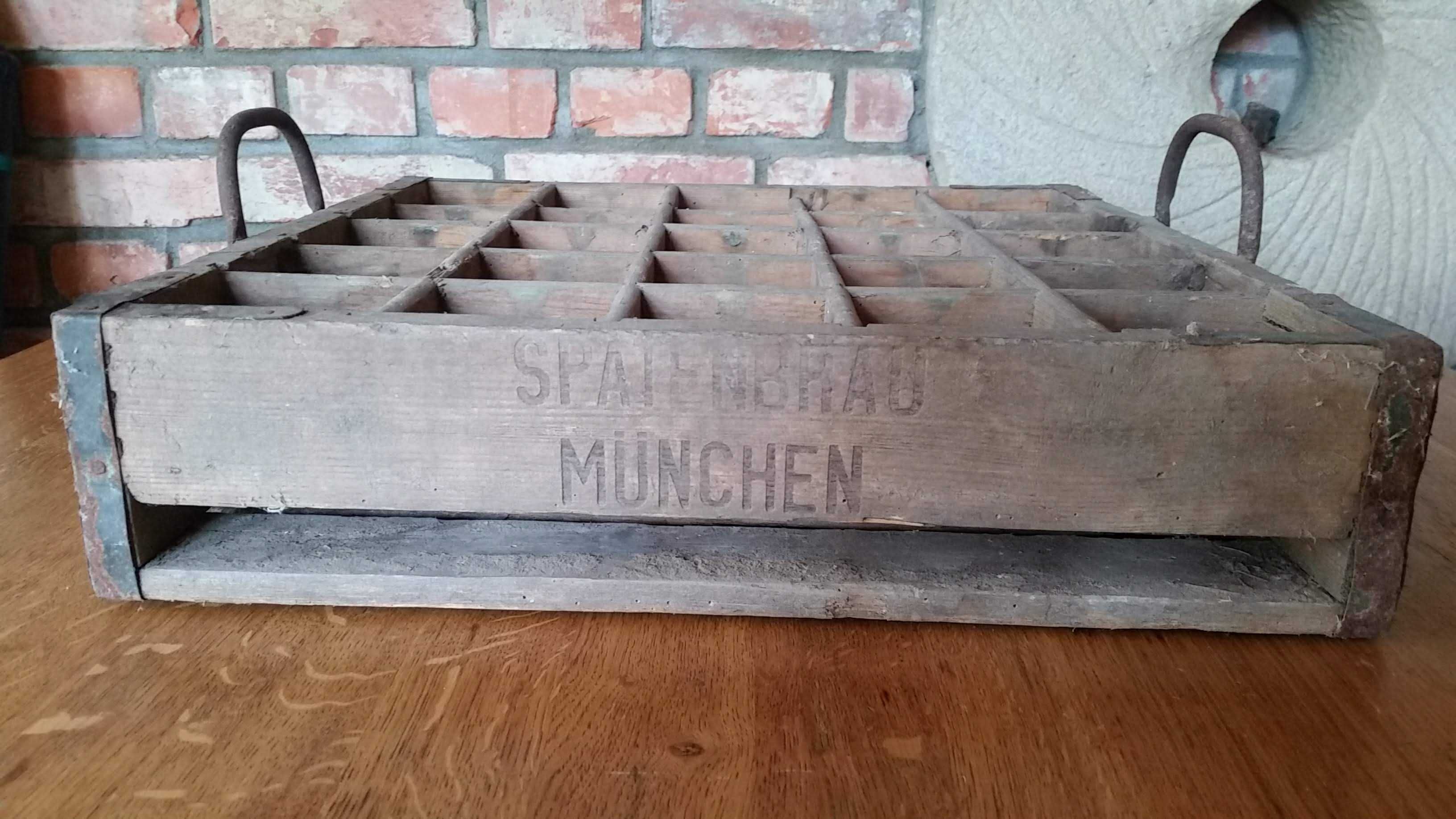 Stara drewniana skrzynka na piwo Spaten Munchen