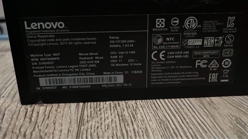 Komputer LENOVO Y520T-25IKL + klawiatura i myszka