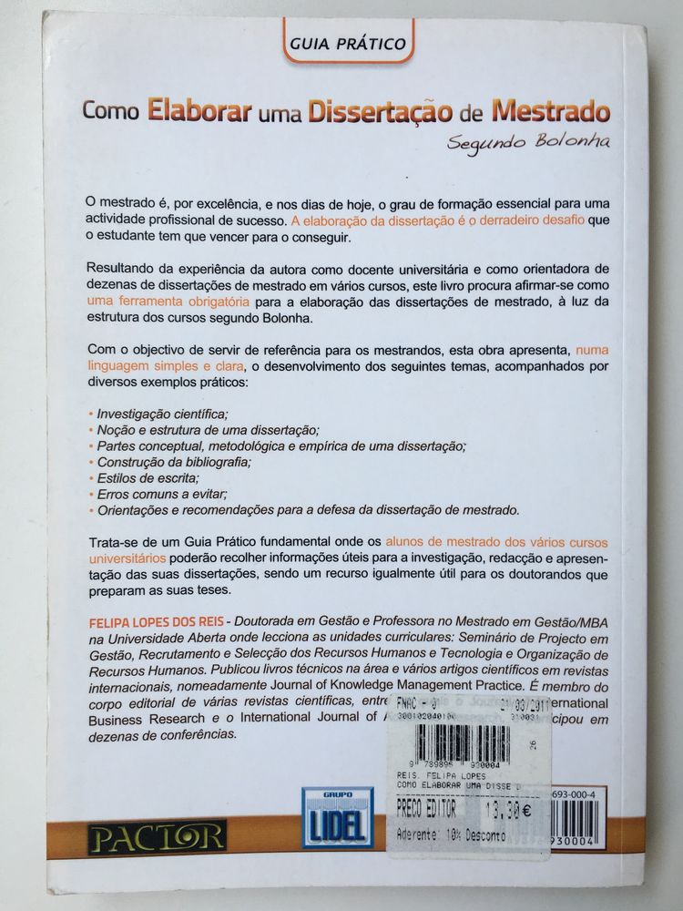 Livro Como Elaborar uma Dissertação / Tese de Mestrado