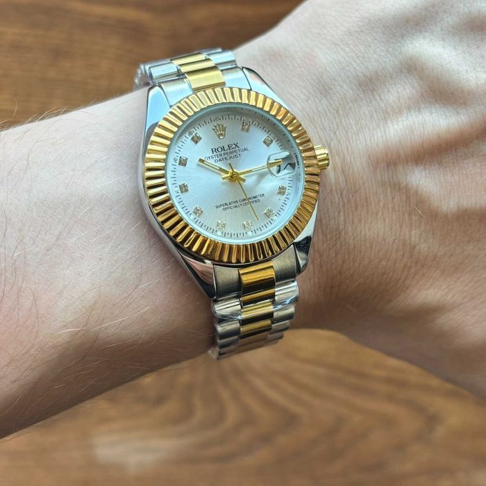Жіночий механічний годинник на браслеті Rolex комбінованого кольору