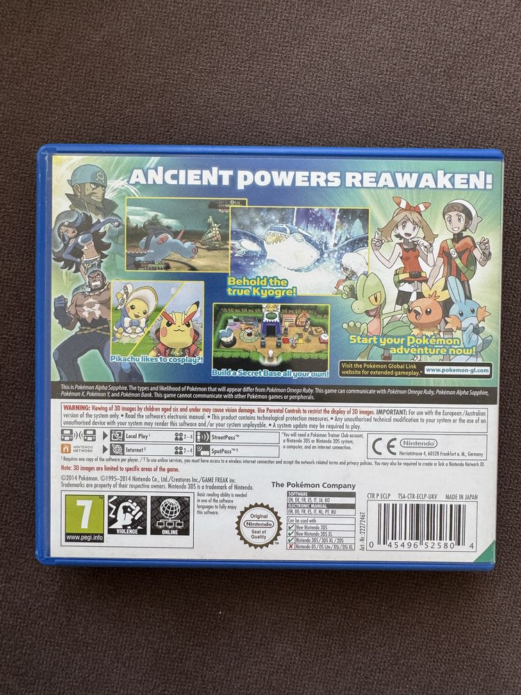 Pokemon Alpha Sapphire Nintendo 3DS 2DS ENG wersja