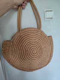 Кругла плетена сумка на літо