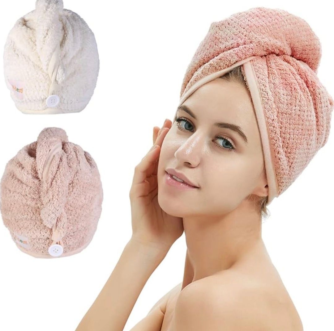 2-pak ręczników do włosów, turban z mikrofibry