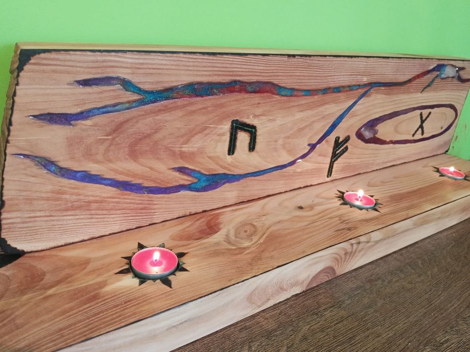 Rękodzieło Świecznik z drewna i żywicy