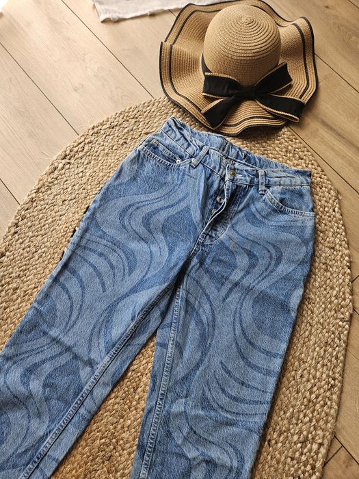 Damskie wyjątkowe Asos spodnie Jeansy wzorem w fale 28/32