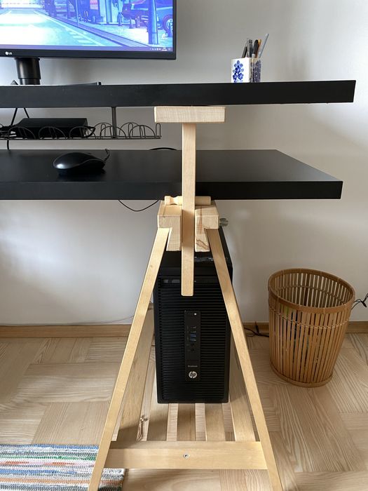 Biurko stół na kozłach IKEA Mittback, regul. wysokości, org. kabli
