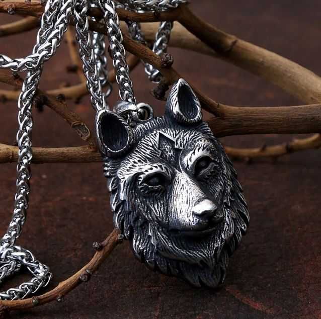 Colar Masculino Retro viking Lobo  - Aço Inoxidável - Me4You