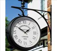 Zegar Ogrodowy na Zewnątrz Paddington Okrągły Czarny Dwustronny