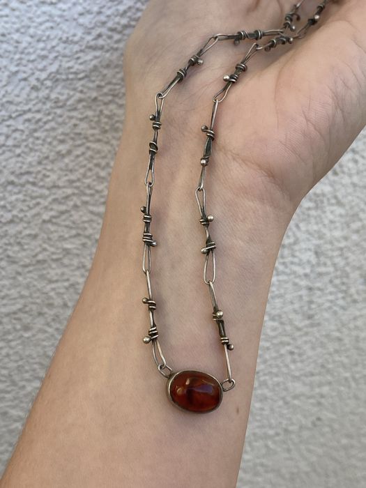 Rytosztuka stara srebrna kolia naszyjnik vintage reto prl cepelia