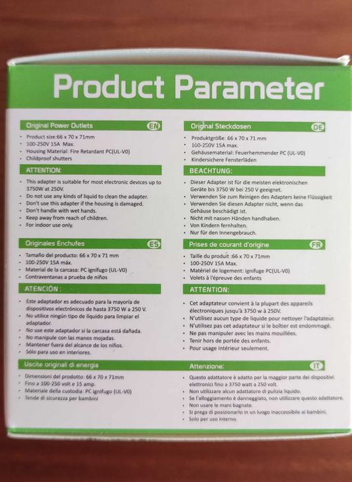 Adaptador de tomada para viagem Europa para EUA, 3 USB, 1 USB-C