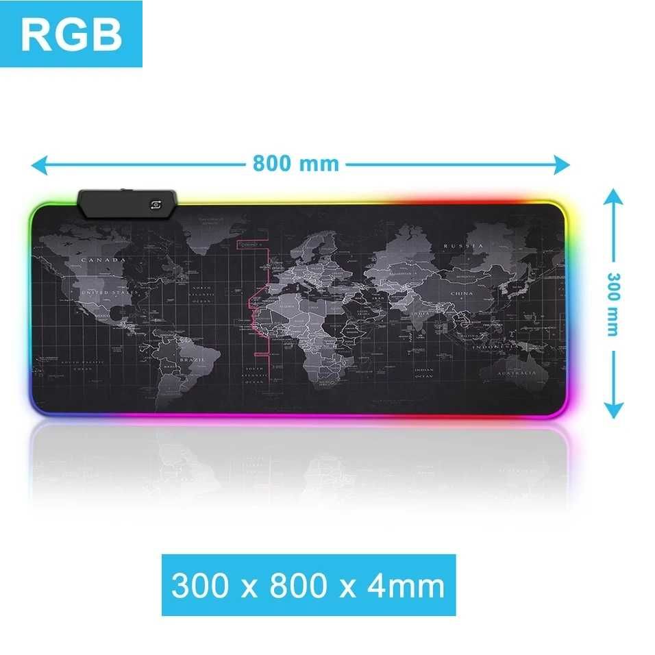 RGB коврик для мыши | Игровая поверхность для мышки с подсветкой | USB