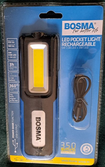 BOSMA Latarka LED 350 Lm Kieszonkowa Ładowana  USB