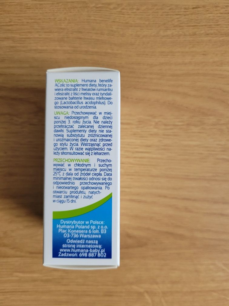 Humana benelife AColic 30 ml na kolkę jelitową kolzym delicol