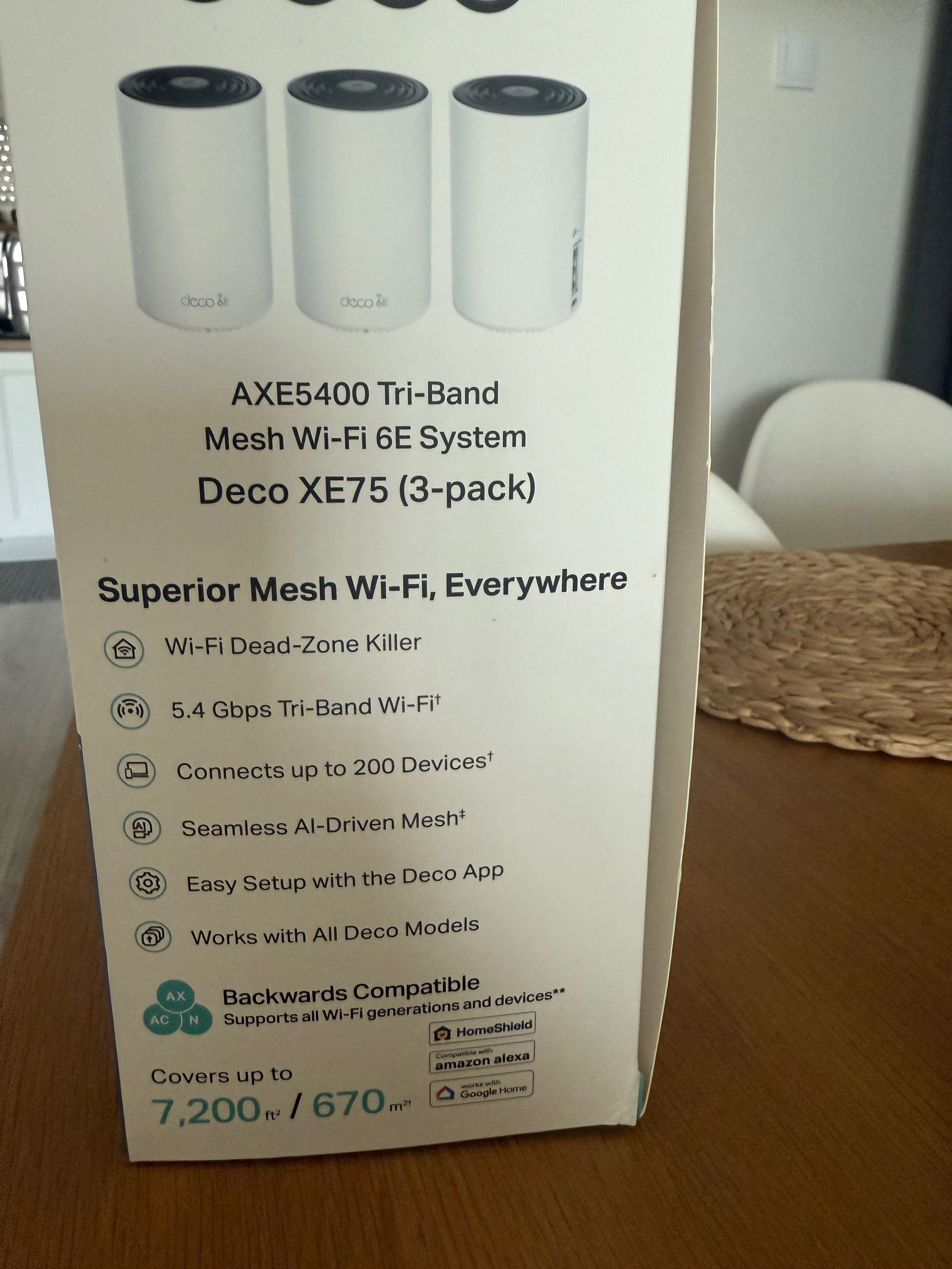 Router TP-LINK Deco XE75 2.4 / 5 / 6 GHz , Wi-Fi Mesh 3 szt. Gwarancja