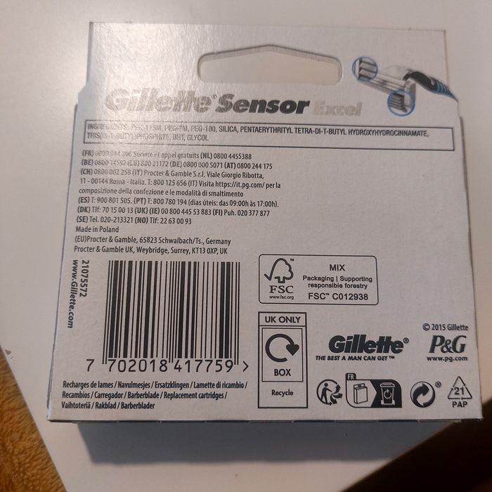 Ostrza do maszynki Gilette sensor Exel 10szt