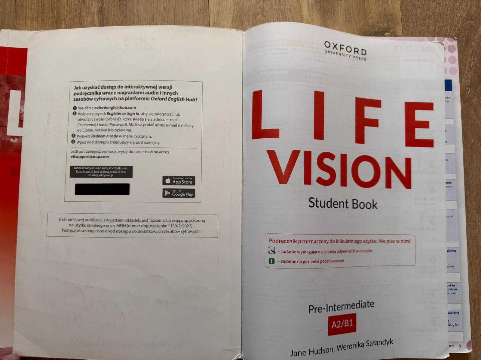Zestaw podręcznik + ćwiczenia do języka angielskiego Life Vision A2/B1