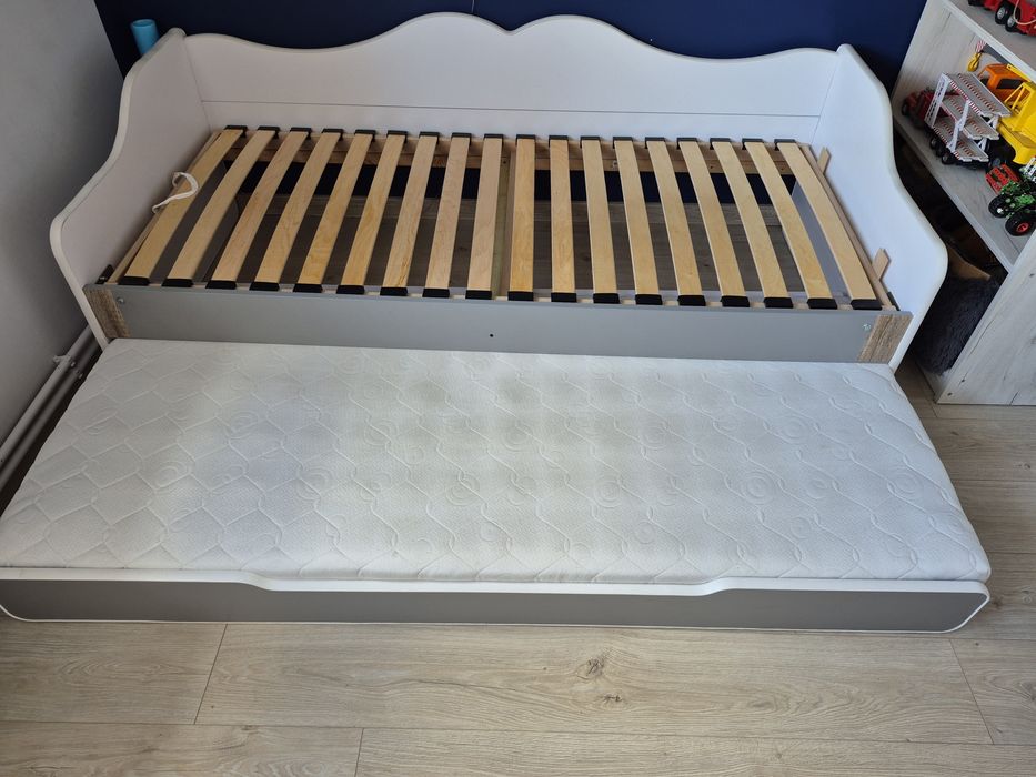 Łóżko podwójne wysuwane 2w1 materac 180x80