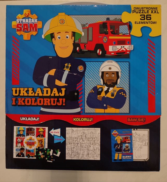 Zestaw Puzzle i Kolorowanka Strażak Sam Nowe