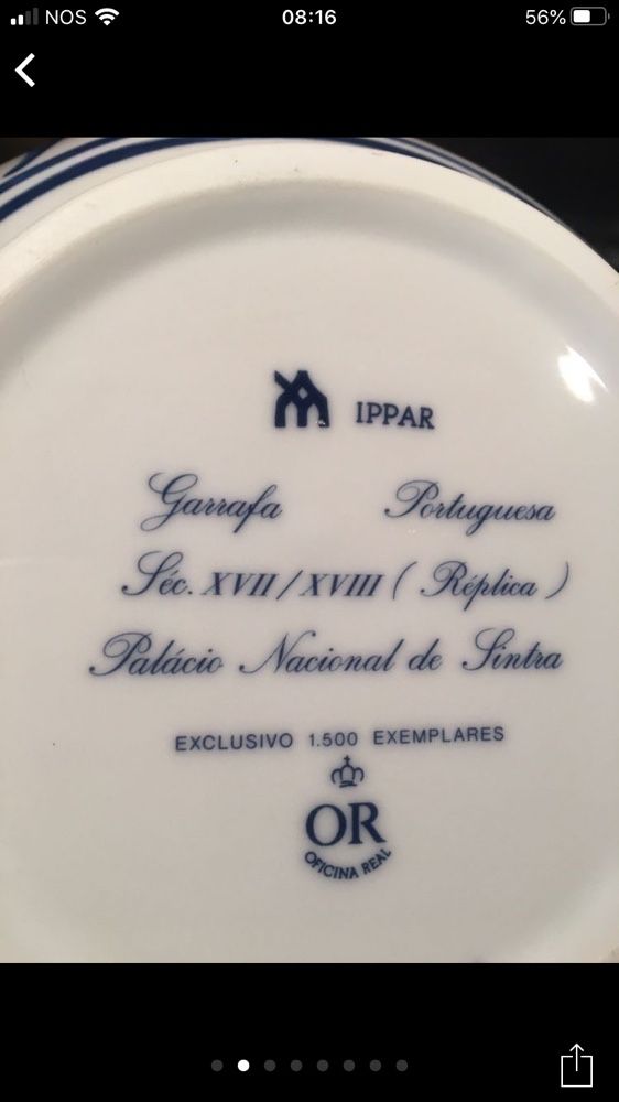 Oficina Real Porcelana Garrafas Portuguesas Séc X