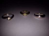 Zestaw 4 unikalnych starych srebrnych pierścionków rękodzieło