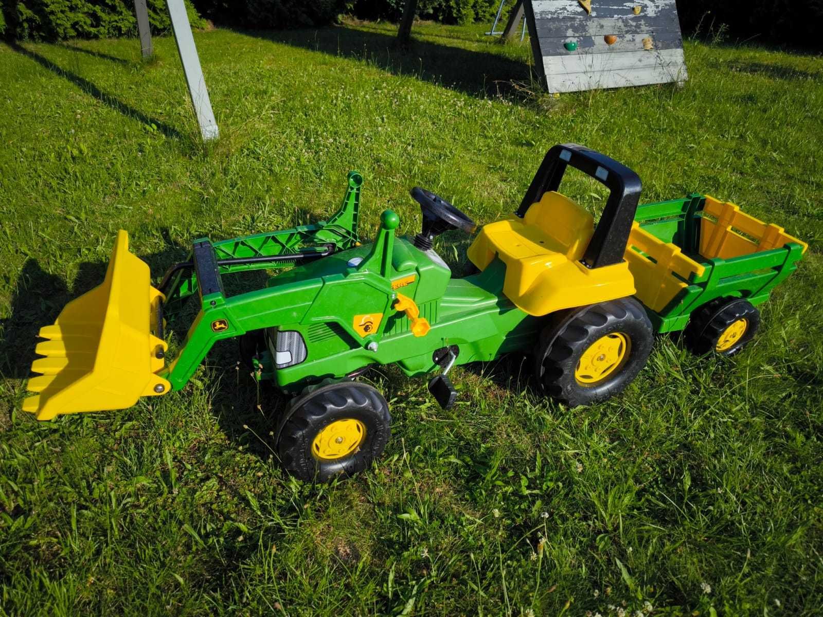 Jeździk ROLLY TOYS Traktor John Deere z łyżką i przyczepą