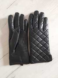 Skórzane czarne rękawiczki damskie S skóra naturalna