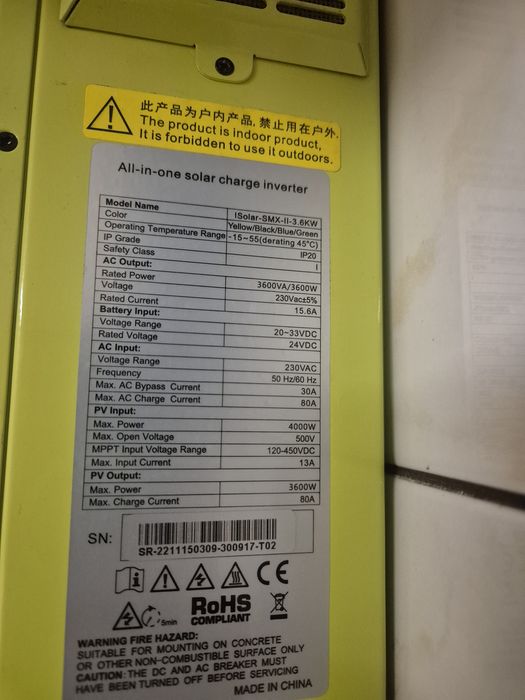 Falownik hybrydowy Easun  3,6kw