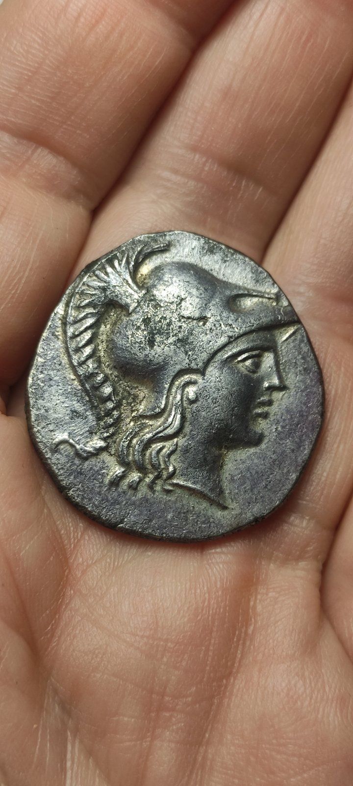Большая монета Древней Греции Тетрадрахма -Афина в шлеме,