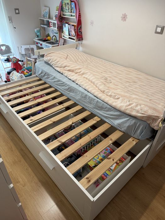 Cama indiv/dupla Agotnes cor branca 80x200cm + 2 colchões