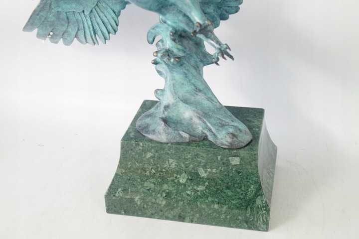 DWA ORŁY sokoły Ogromna FIGURA Z BRĄZU rzeźba 82 cm
