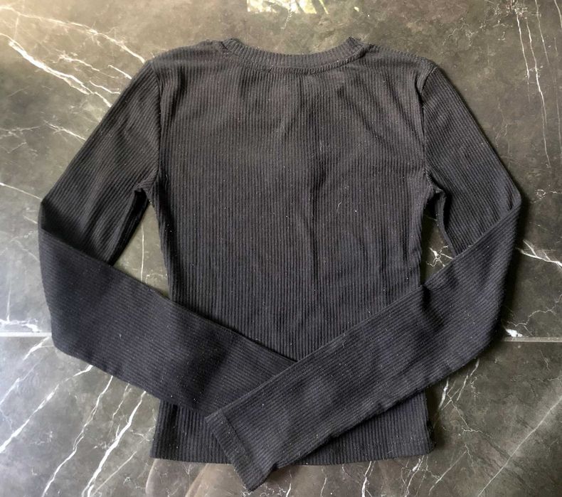 Bershka czarna bluzka w prążki z długim rękawem Mulan Mushu XS 34 DB