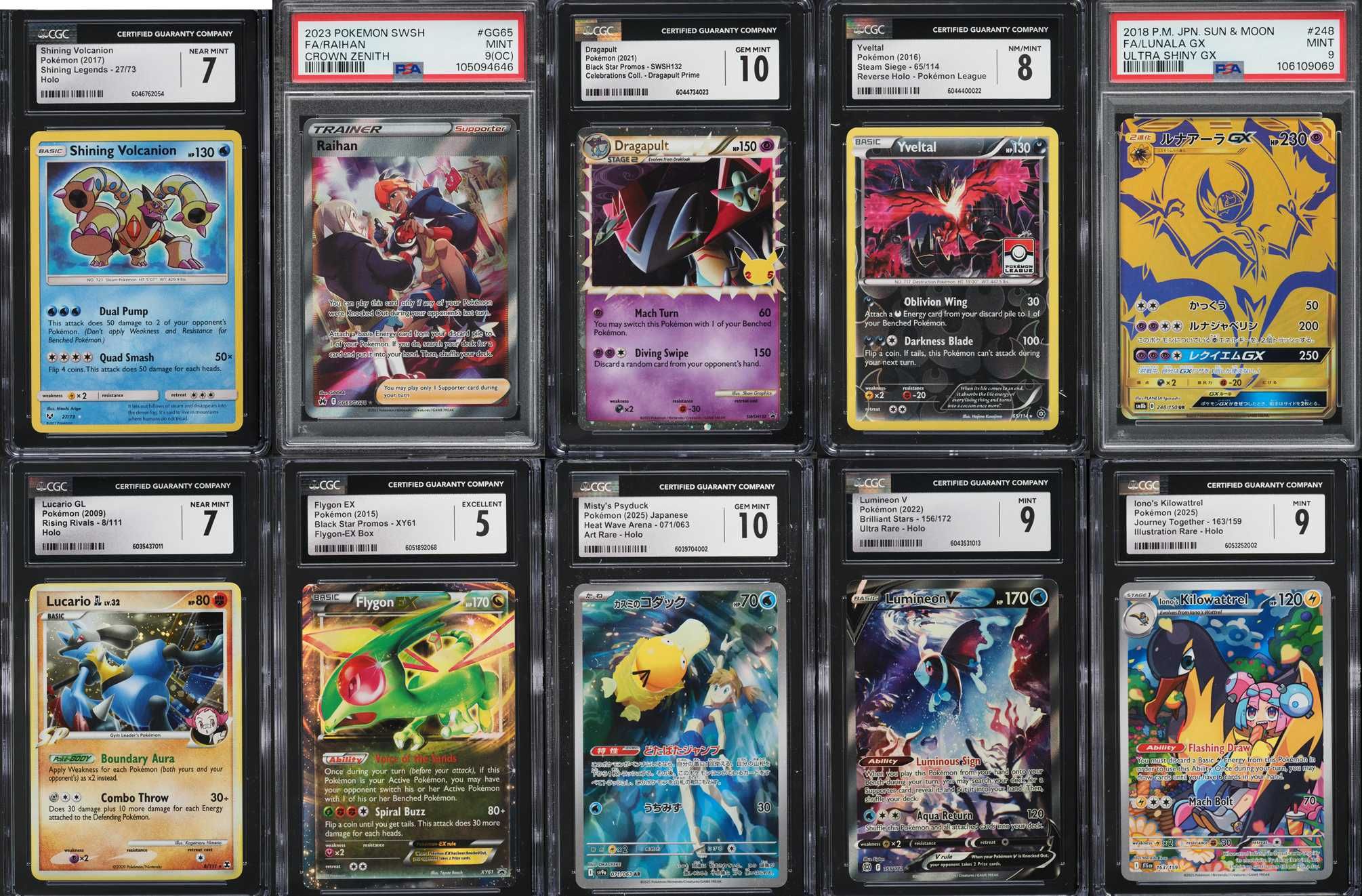 Slabs Pokemon PSA e CGC 9-10 e mais