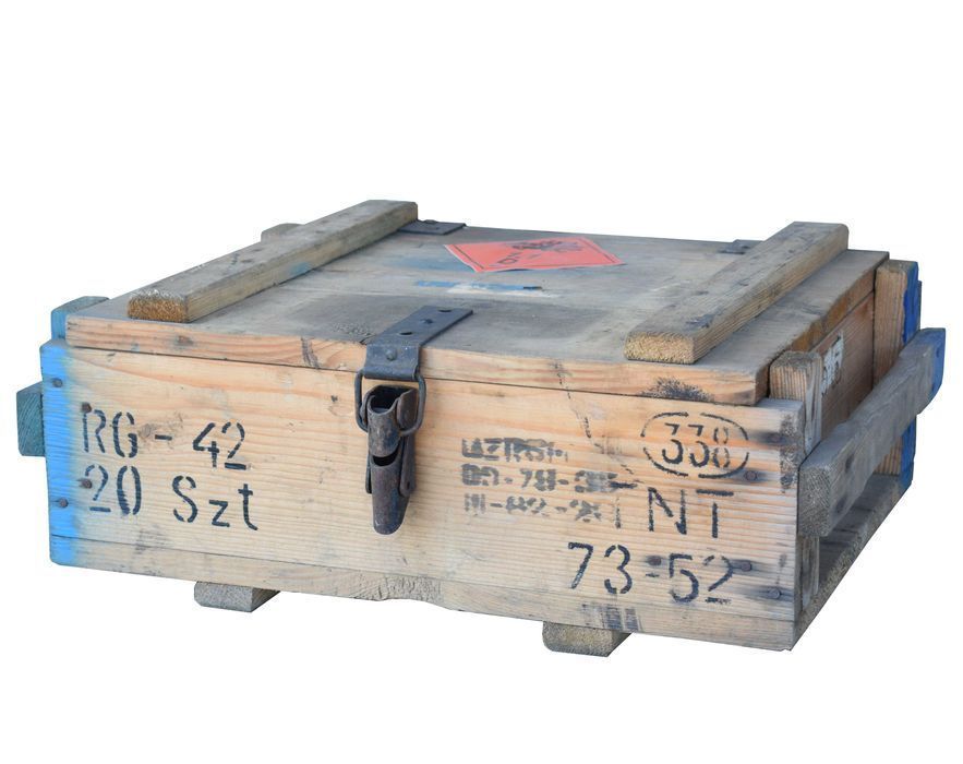 Drewniana Skrzynia Wojskowa po granatach RG-42 F1 F-1