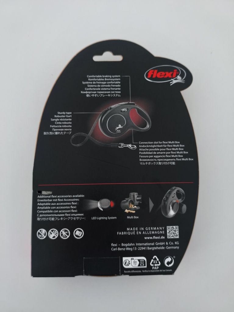 Trela para Cão Extensível 5mt Flexi Black Design Nova