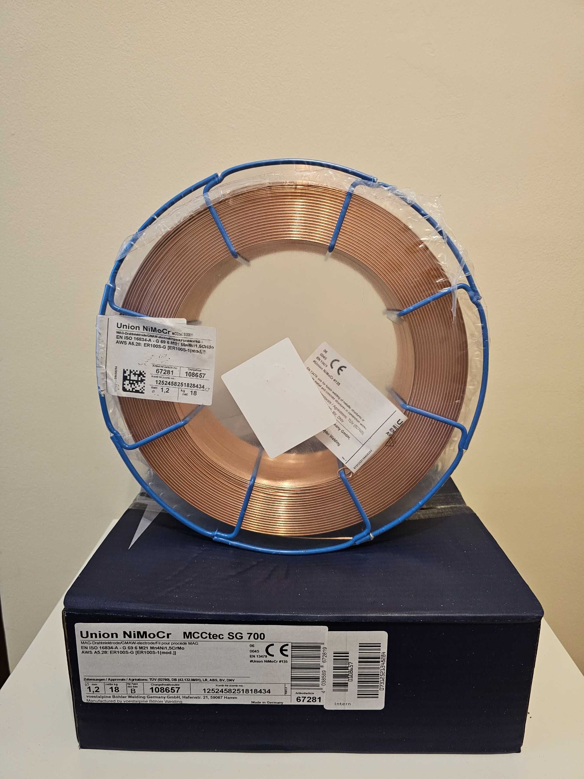 Bohler Union NiMoCr 1.2 mm drut spawalniczy lity 18 kg