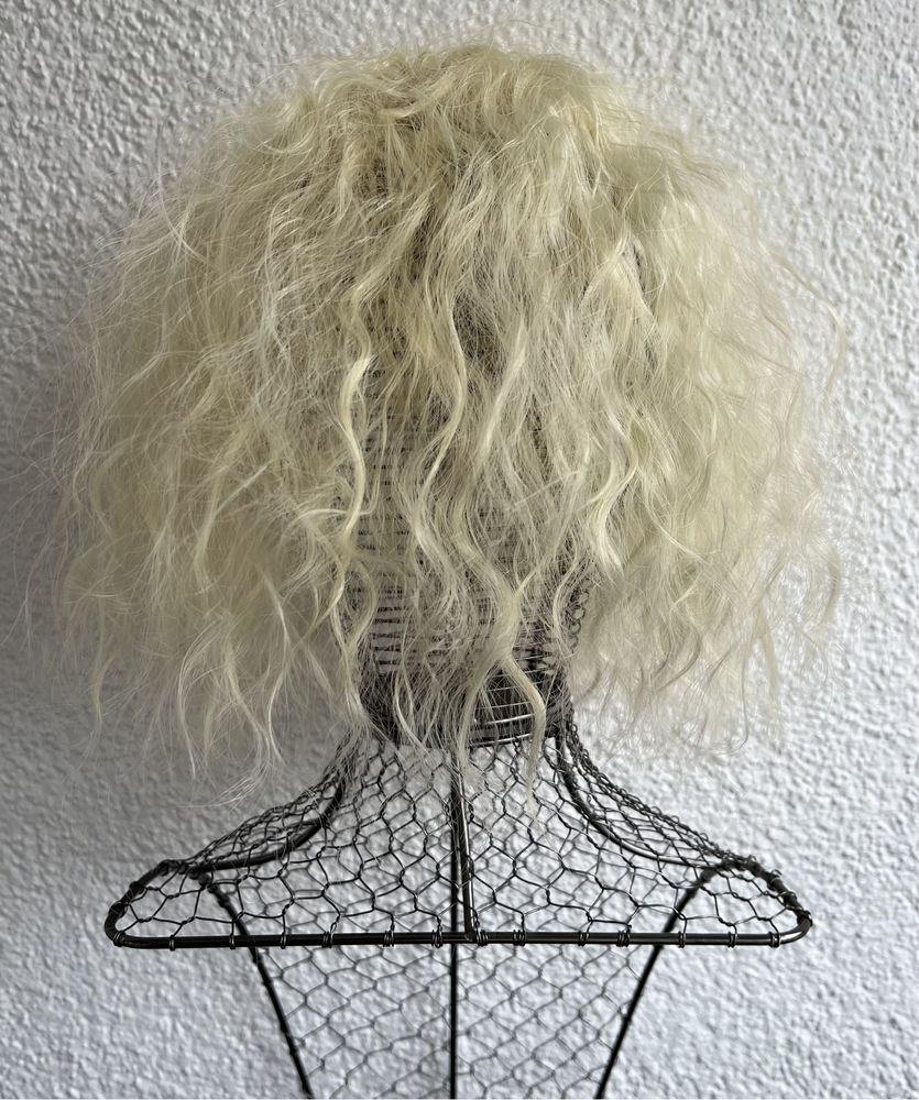 Premium Ultra włosy doczepiane, topper / tupet jasny blond fale