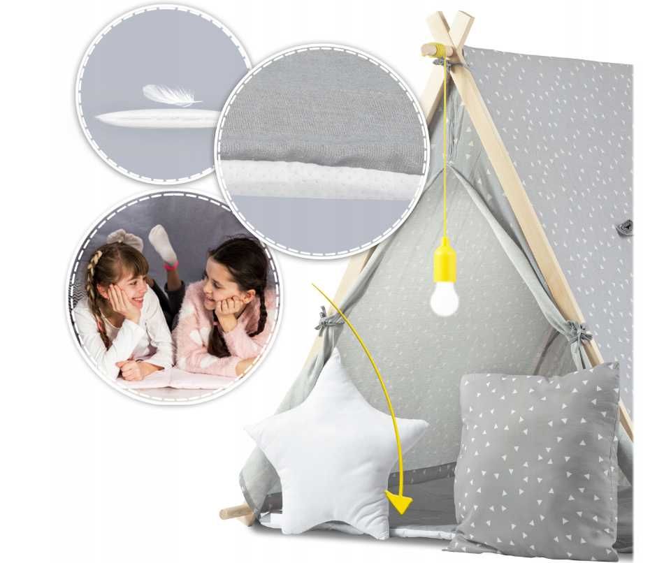 Nowoczesny Namiot Dla Dzieci Domek + Lampka Led Poduszki *WYPRZEDAŻ*